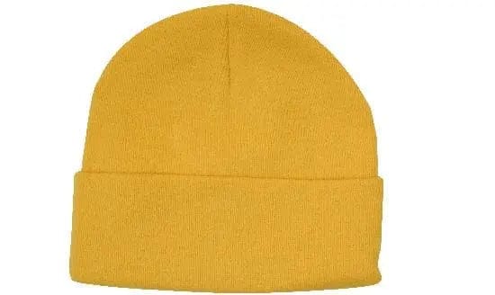 Headwear Knitted Acrylic Beanie X12 - 4243 in Gold